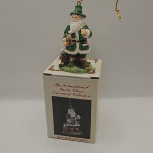Vtg 1995 International Green Irish Father Christmas Mini Ornament Santa Claus